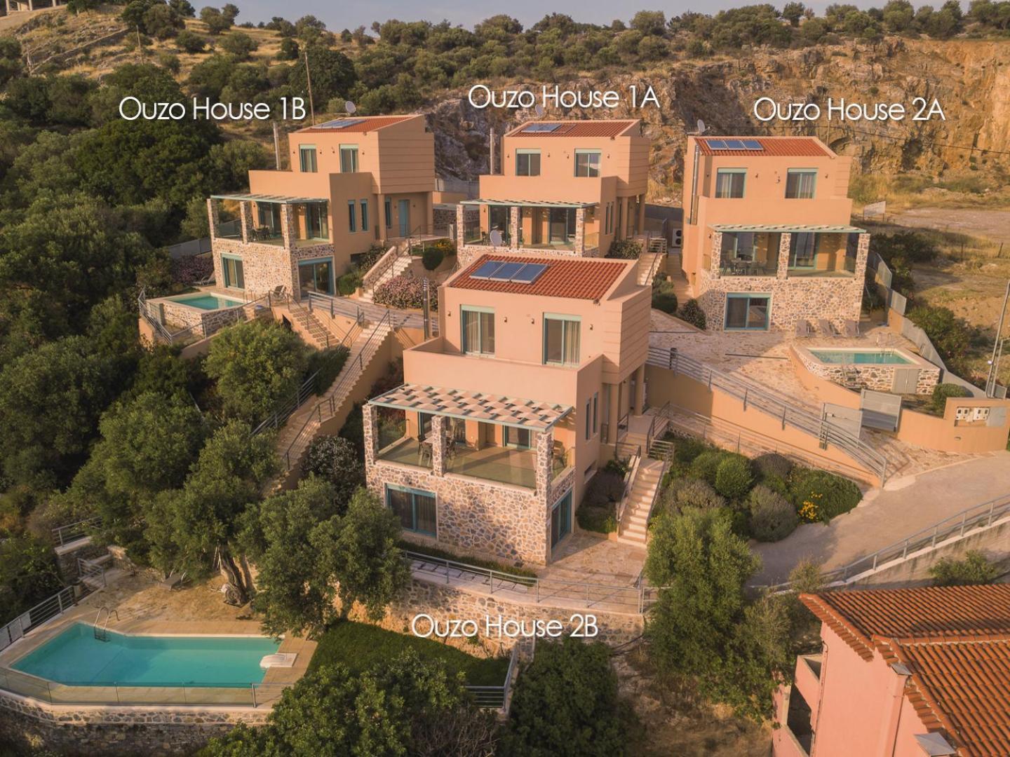 Ouzo Panoramic Houses 1, With Private Pool Plomari エクステリア 写真